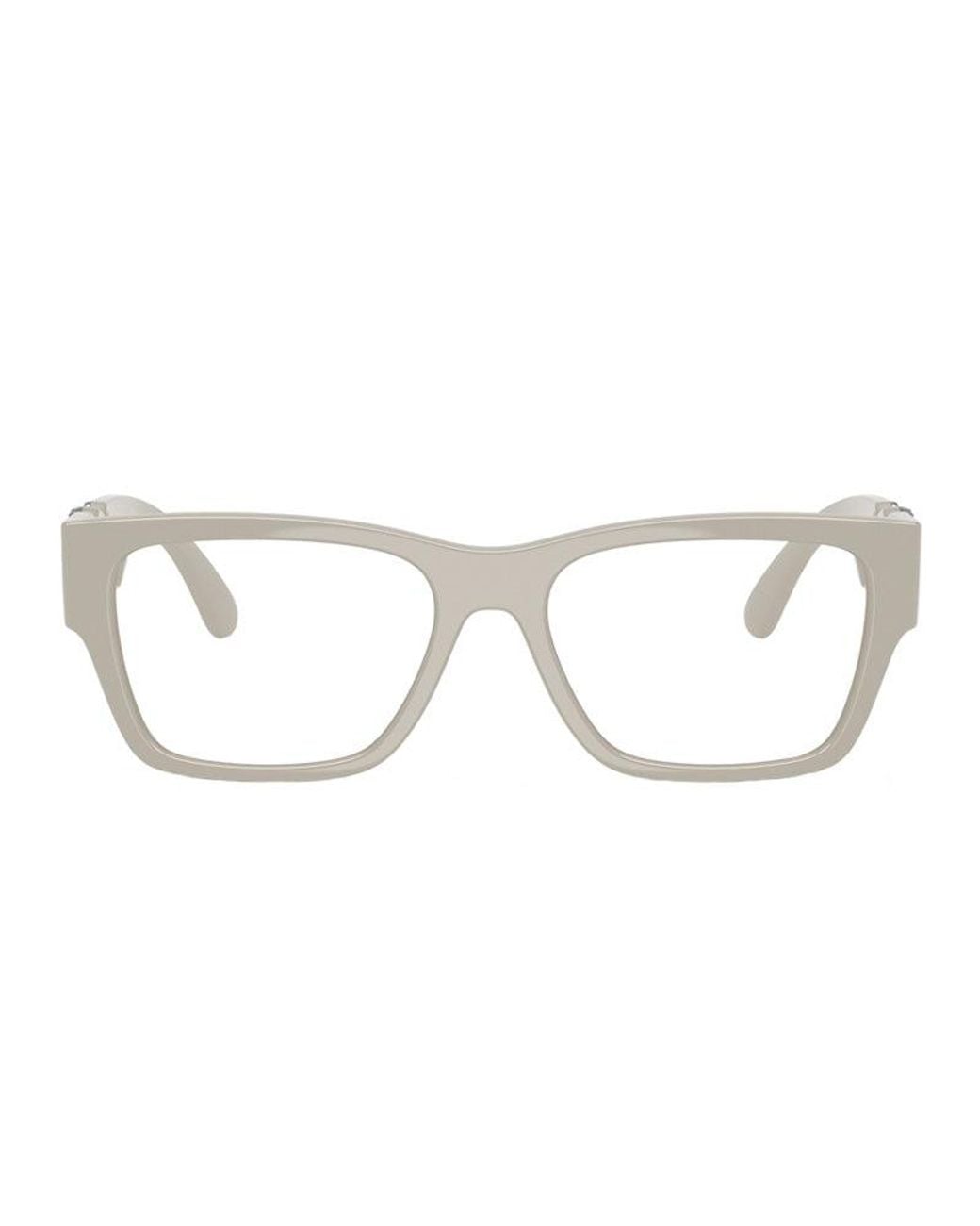 Versace Metallic Eyeglasses Square Full Rim, Light Frame And Clear Demo Lenses Lens Ve3368U5501 for men