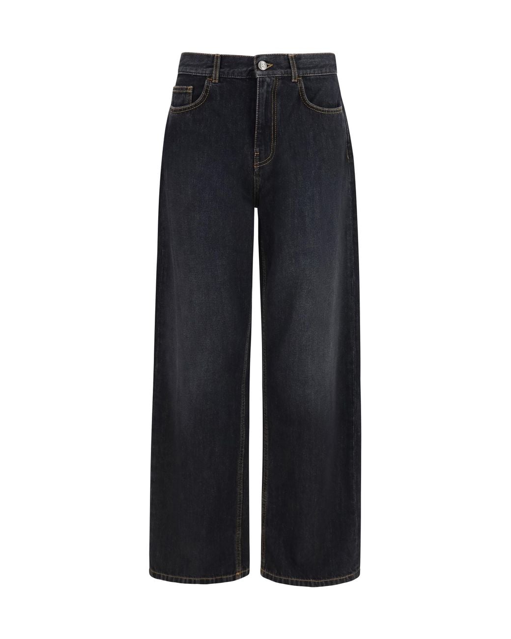 Palm Angels Black Wide-Leg Jeans With Back Logo Cotton for men