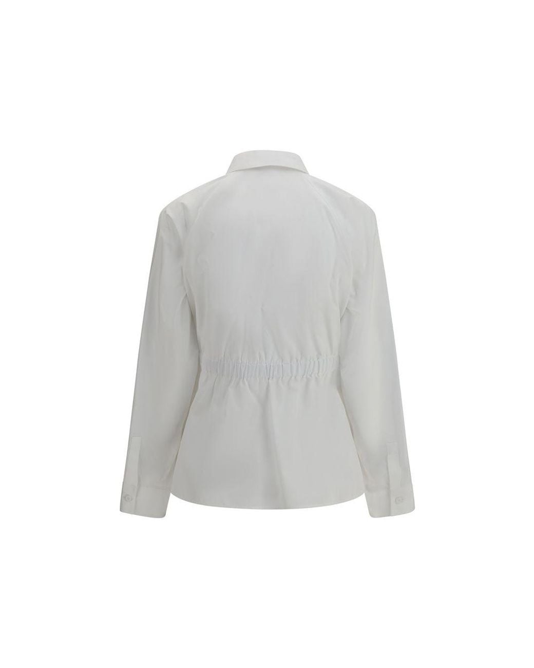 Max Mara Gray White Cotton Dress Shirt