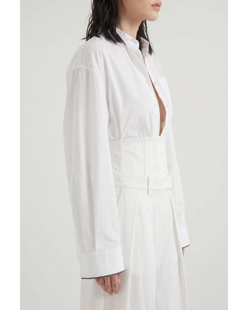 Brunello Cucinelli White Natural Silk Structured Corset Belt Accessories & Slg