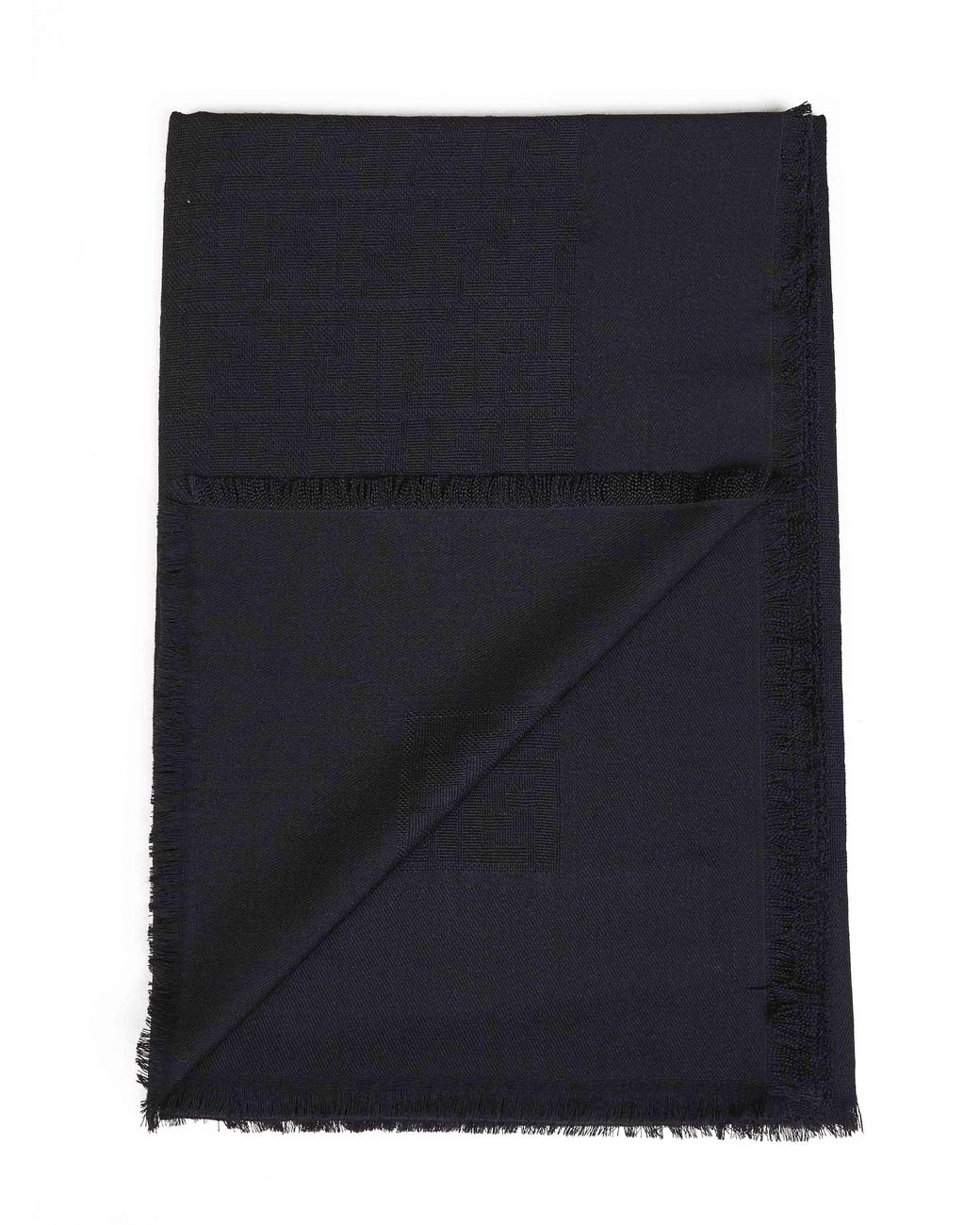 Fendi Black Silk Ff Wool And Silk And Cashmere Shawl