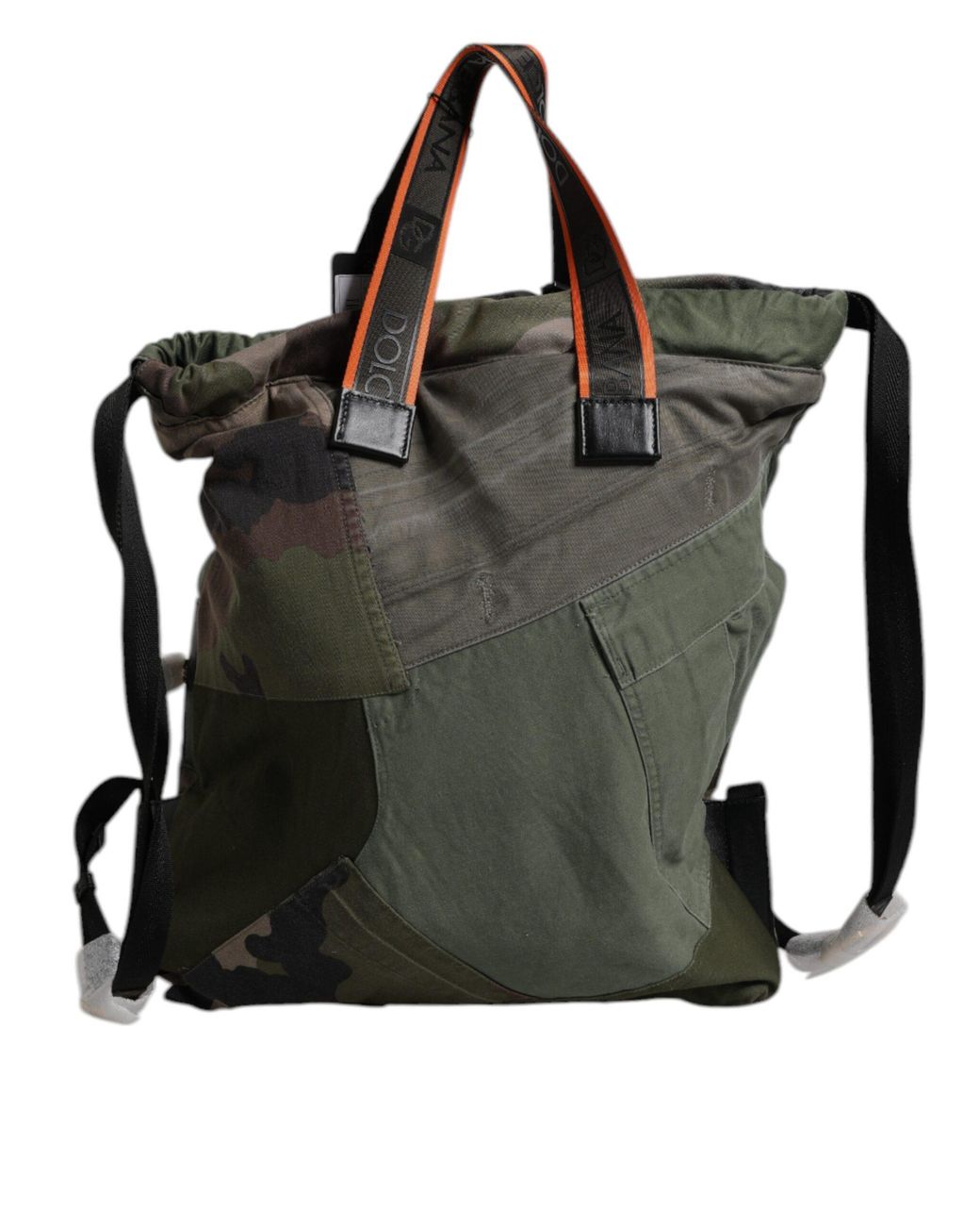 Dolce & Gabbana Black Military Green Patchwork Rucksack Backpack Bag for men