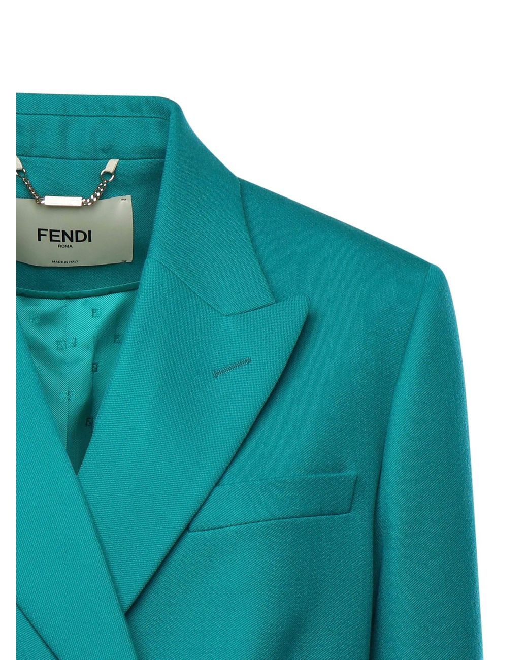 Fendi Blue Grain De Poudre Wool Blazer
