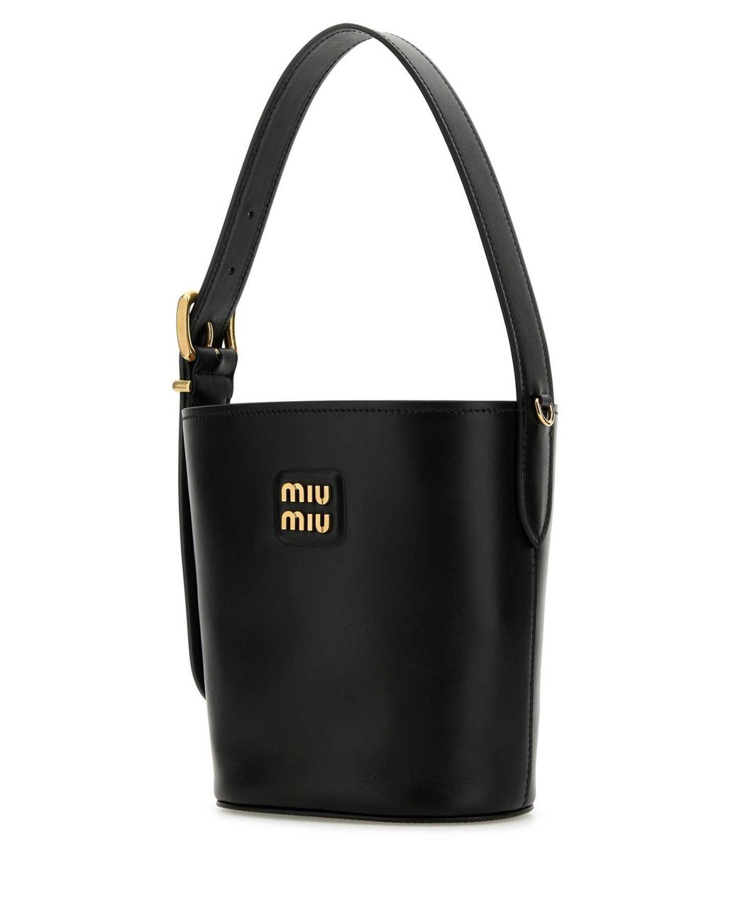 Miu Miu Leather Bucket Bag in Black | Lyst
