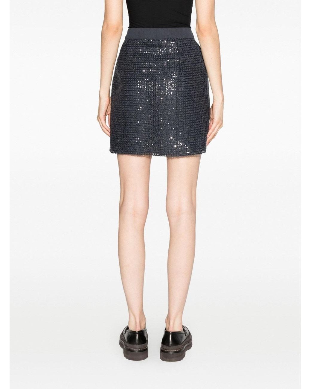 Brunello Cucinelli Blue Gray Acetate Mini Skirt