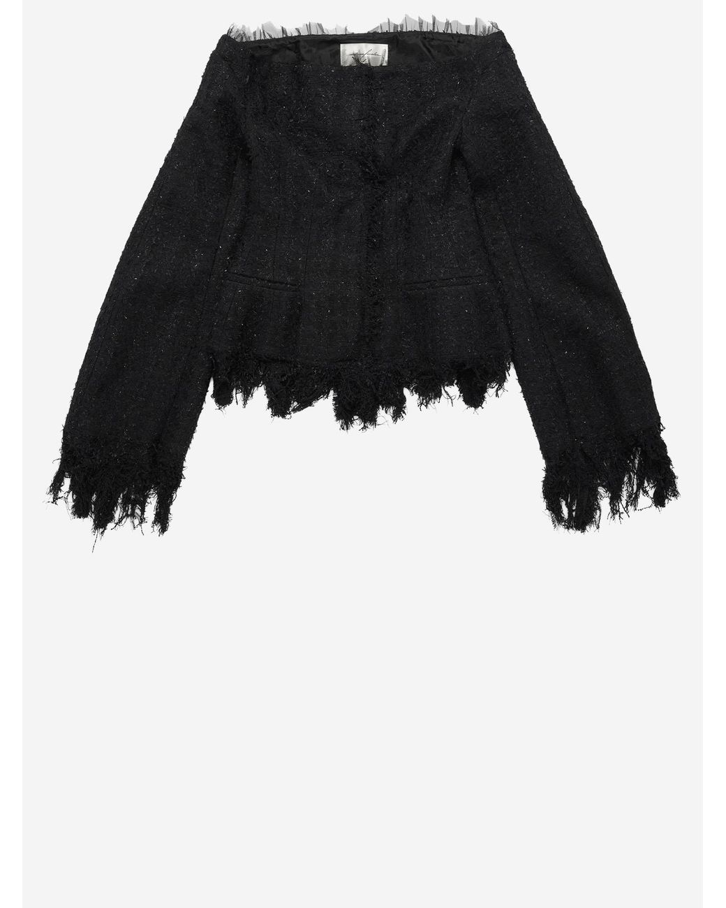 MATIERES FECALES Black Dress Cotton Blend With Fringed Edges Polyamide