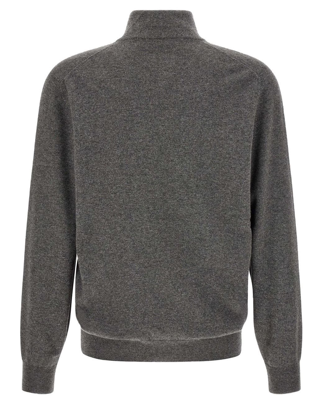 Brunello Cucinelli Gray Brunello Cucinelli Half-Zip Cashmere Cardigan for men