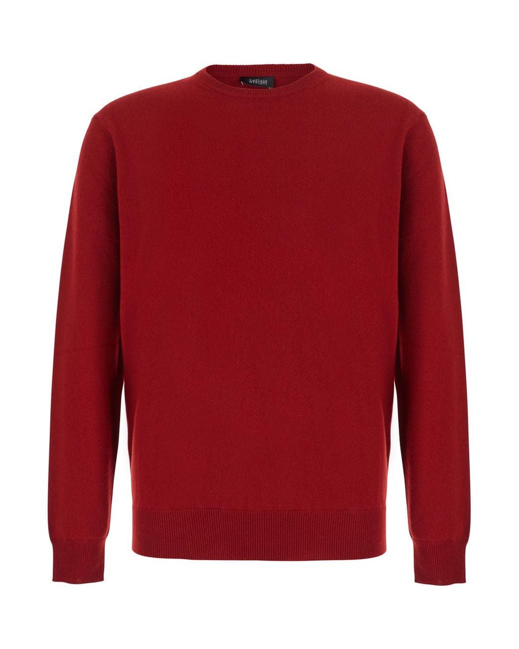 Le Plain Red Cashmere Round-Neck Sweater Top for men