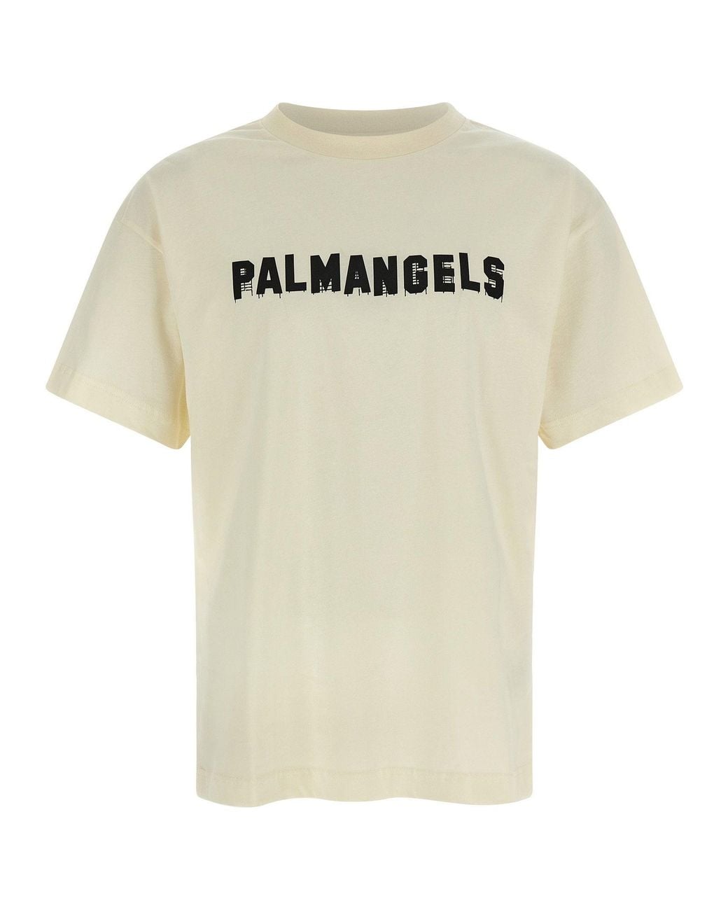 Palm Angels White Logo Print T-Shirt for men