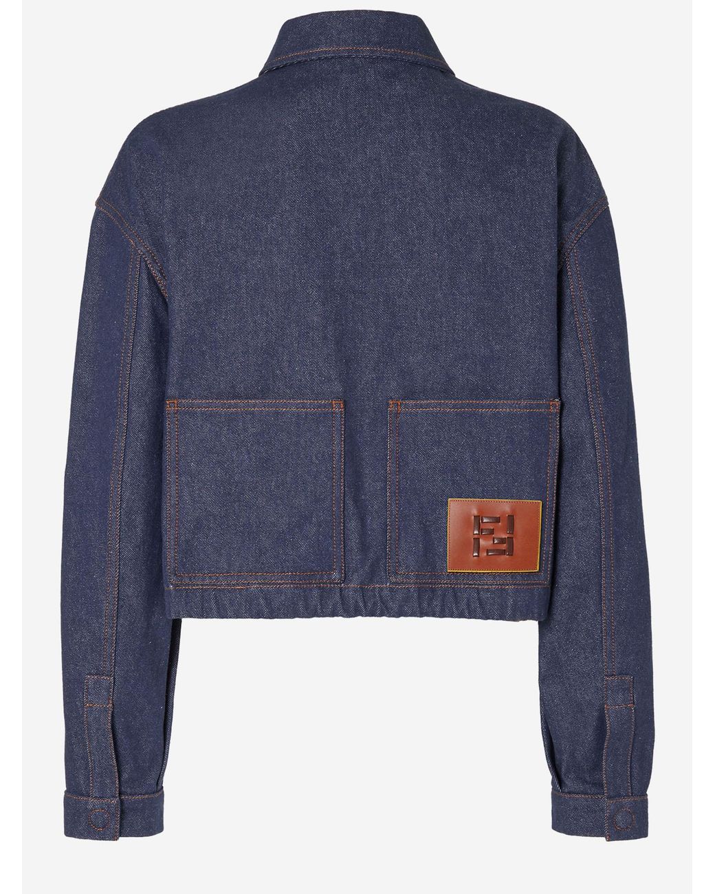 Fendi Blue Denim Jacket With Logo Cotton