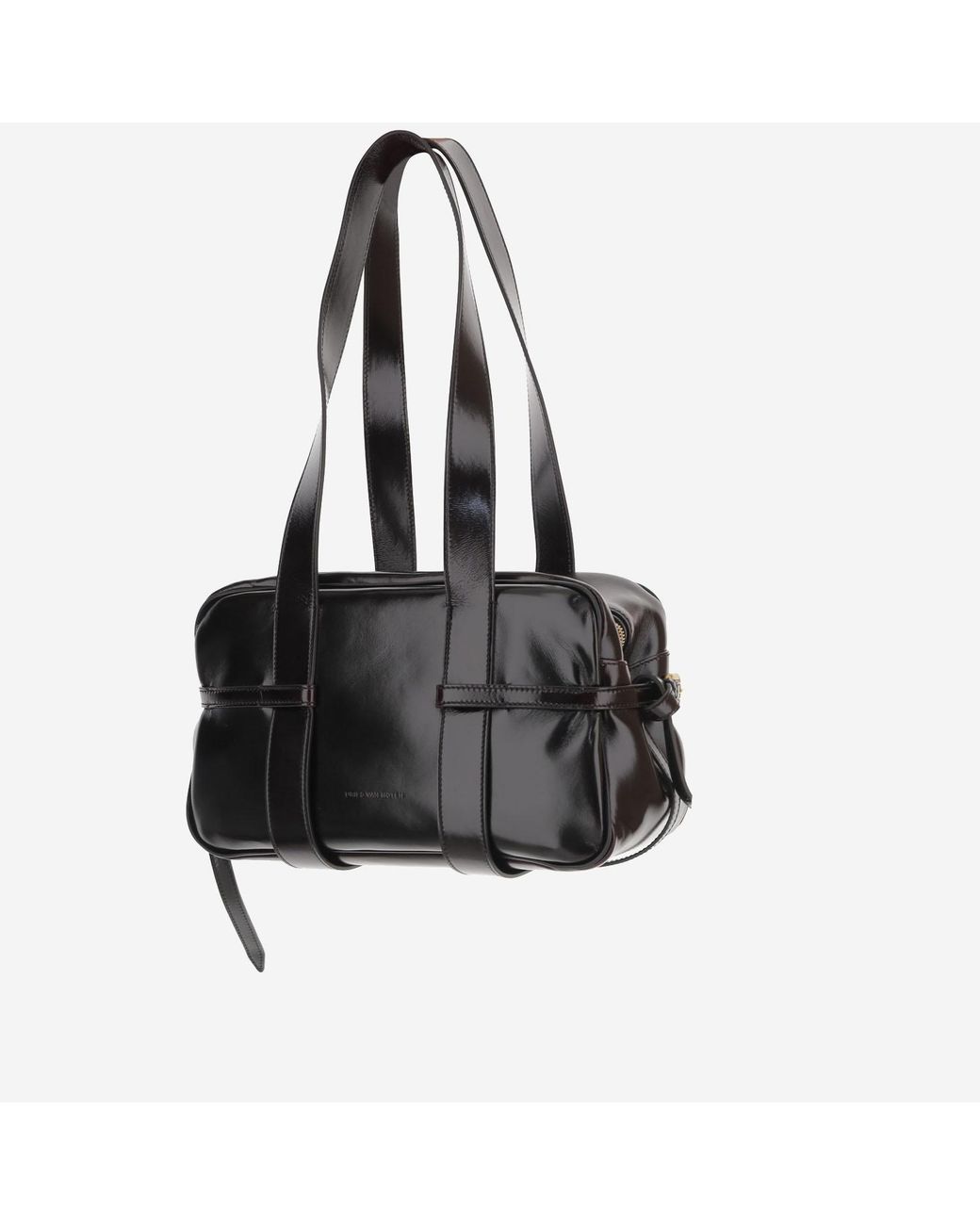 Dries Van Noten Black Shoulder Bag Glossy Leather