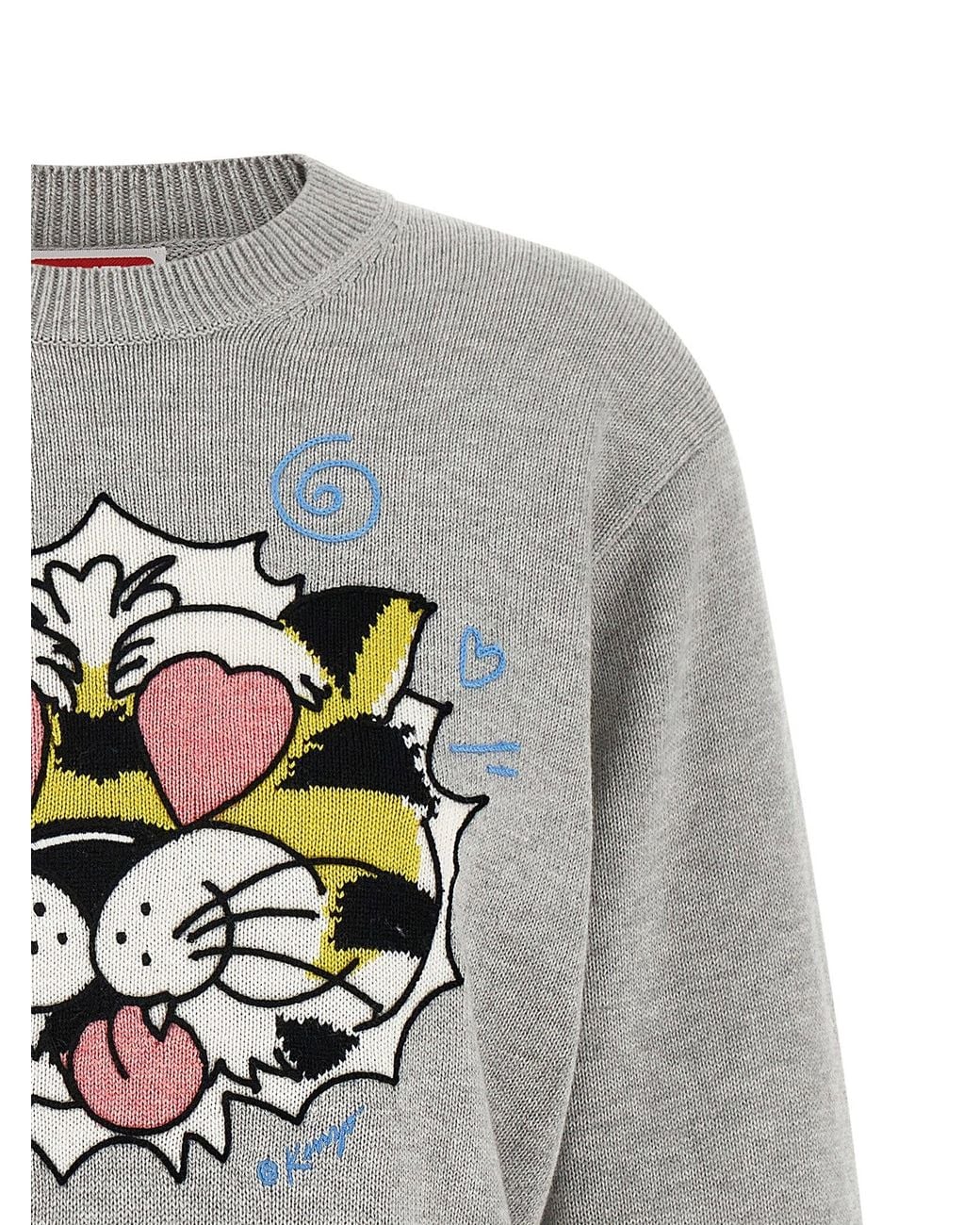 Tiger Blend In KENZO Intarsia Tiger Embroidery Sweater in Gray | Lyst