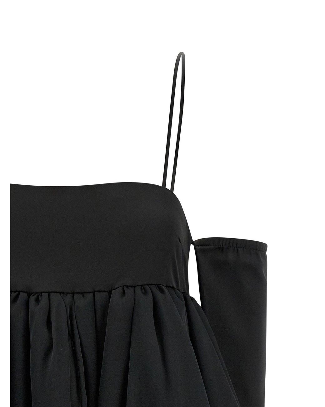 ROTATE BIRGER CHRISTENSEN Black Satin Balloon Silhouette Dress