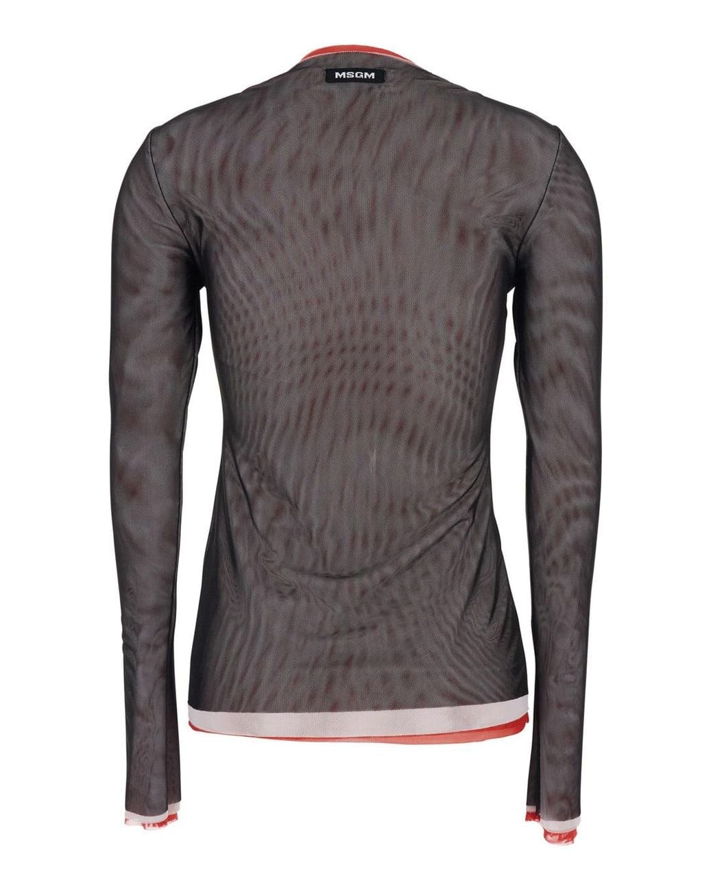 MSGM Gray Crew Neck Blouse With Side Slit