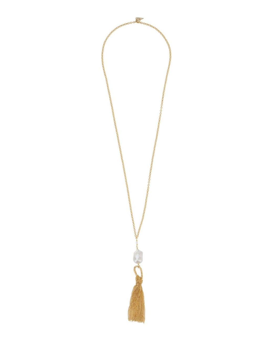 Forte_forte White Sculptural Necklace With Pearls Bronze Necklaces