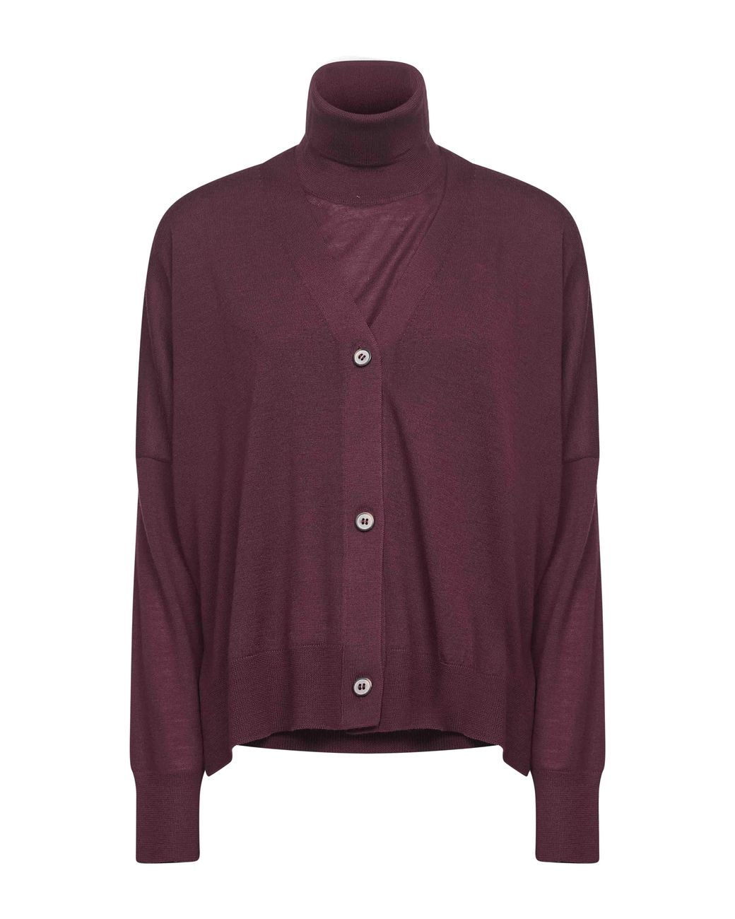 Blanca Vita Purple Burgundy Virgin Wool Knit Twin Set