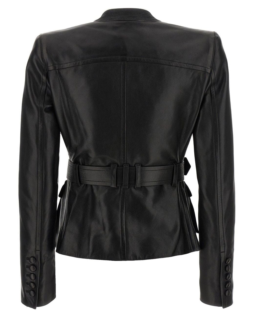 Balmain Black Belted Leather Jacket