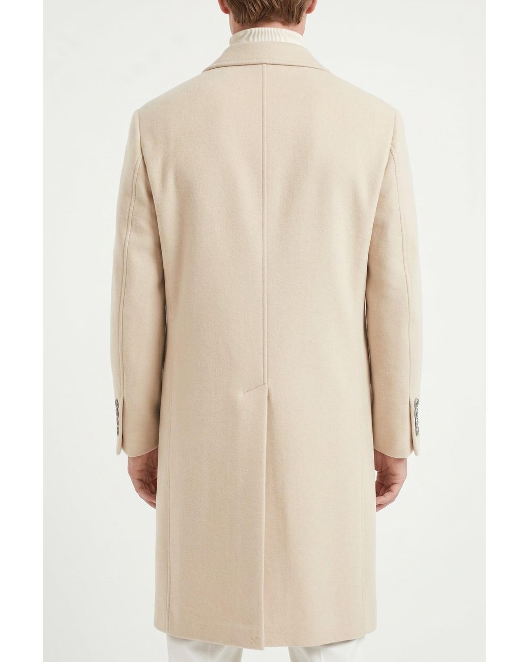 Brunello Cucinelli Natural Light Wool Overcoat for men