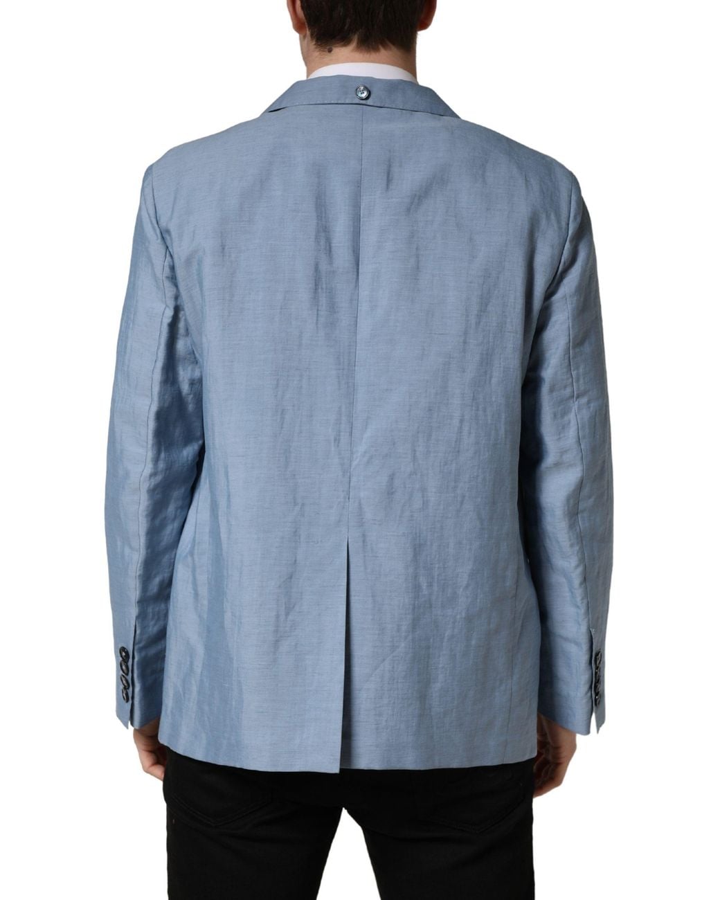 Dolce & Gabbana Blue Single Breasted Jacket Blazer Linen Nylon Clothing for men