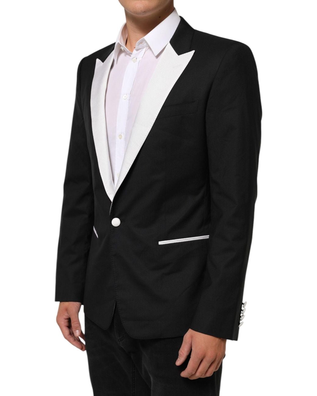Dolce & Gabbana Black White Martini 1 Button Men Suit Blazer