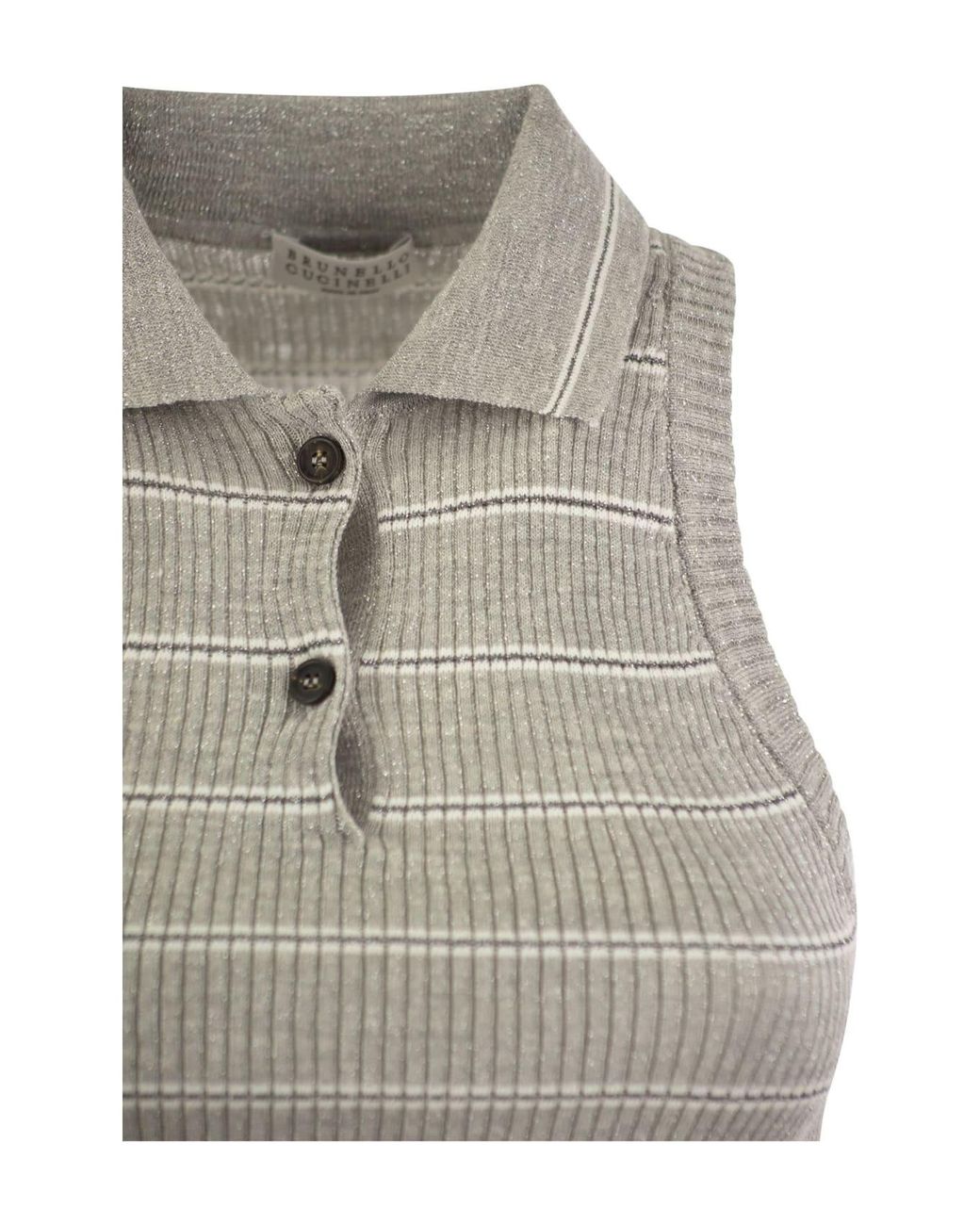 Brunello Cucinelli Gray Light Ribbed Sleeveless Sweater