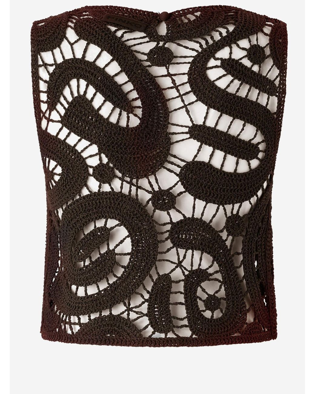 Pinko Black Geometric Crochet Top Viscose Tops