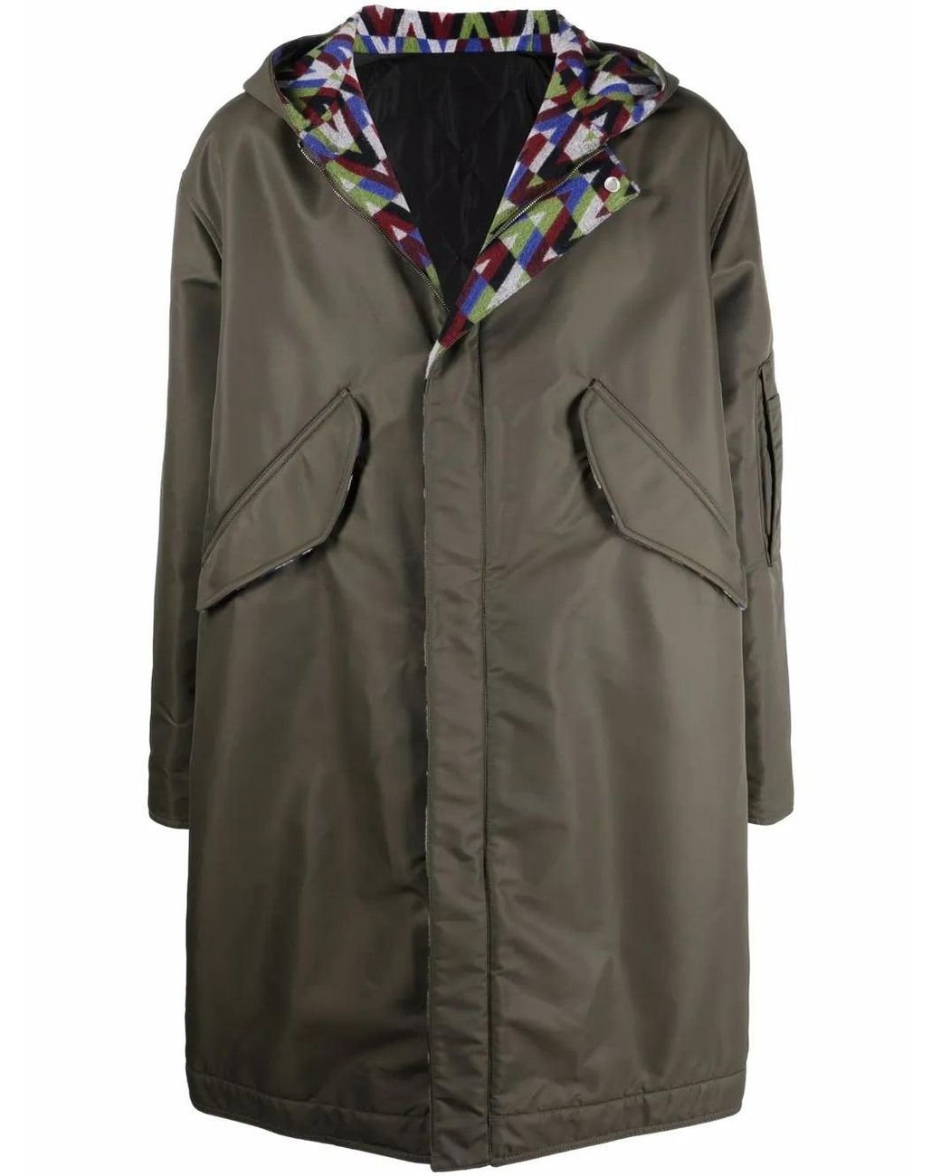 Valentino Black Optical-Print Parka Coat Clothing for men