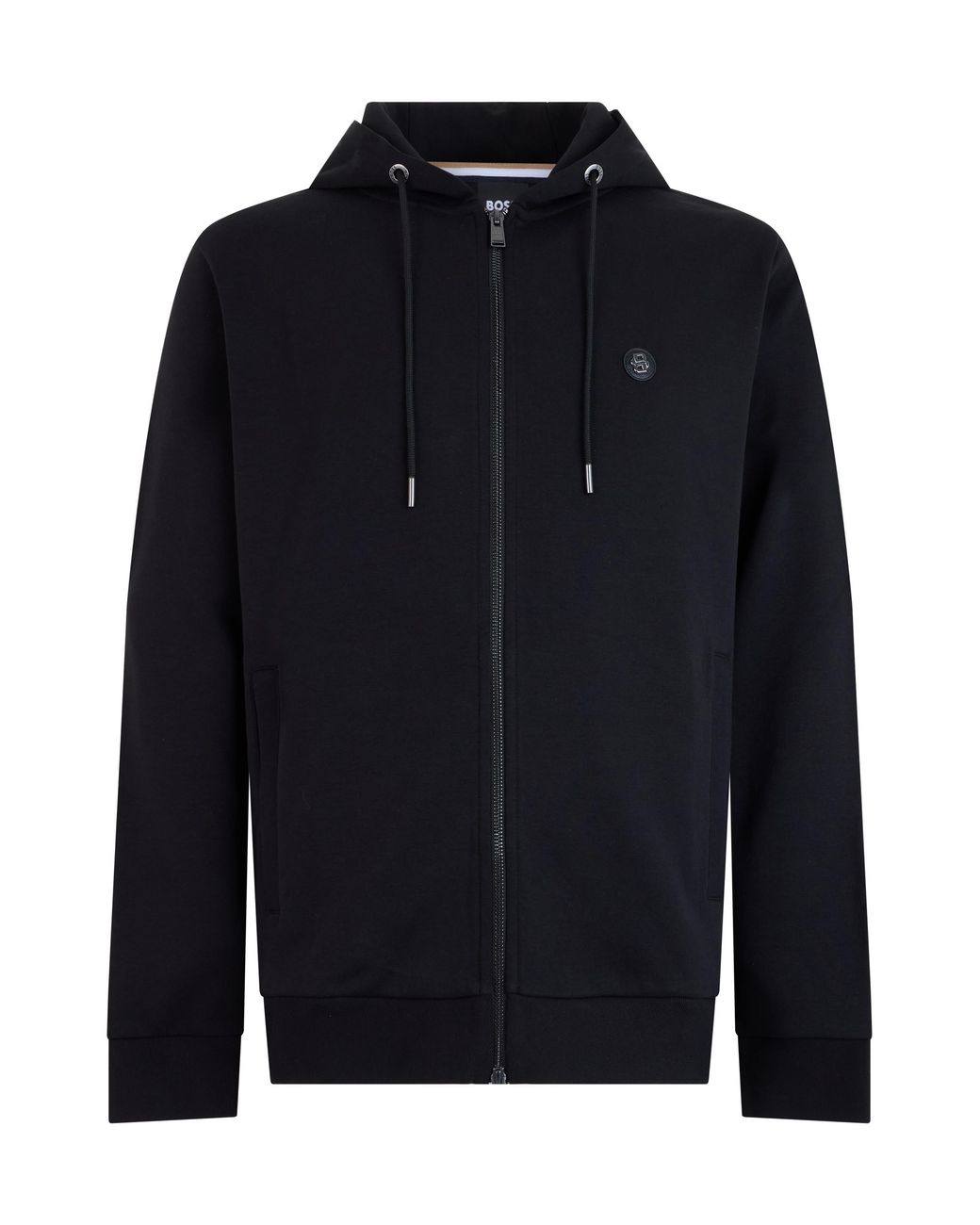 Boss Blue Cotton Zip-Up Hoodie for men