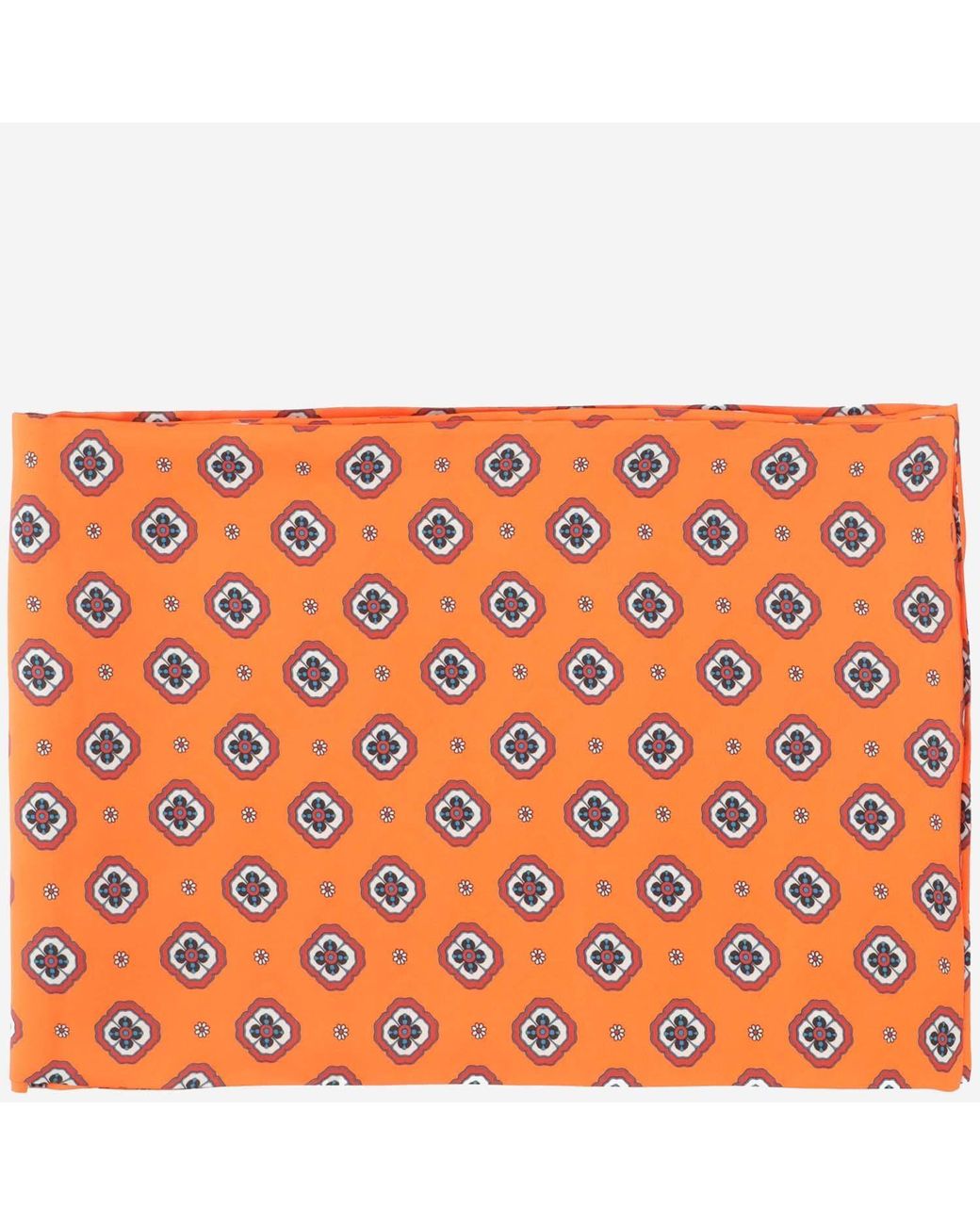 Alberto Biani Orange Floral Pattern Silk Foulard Scarf
