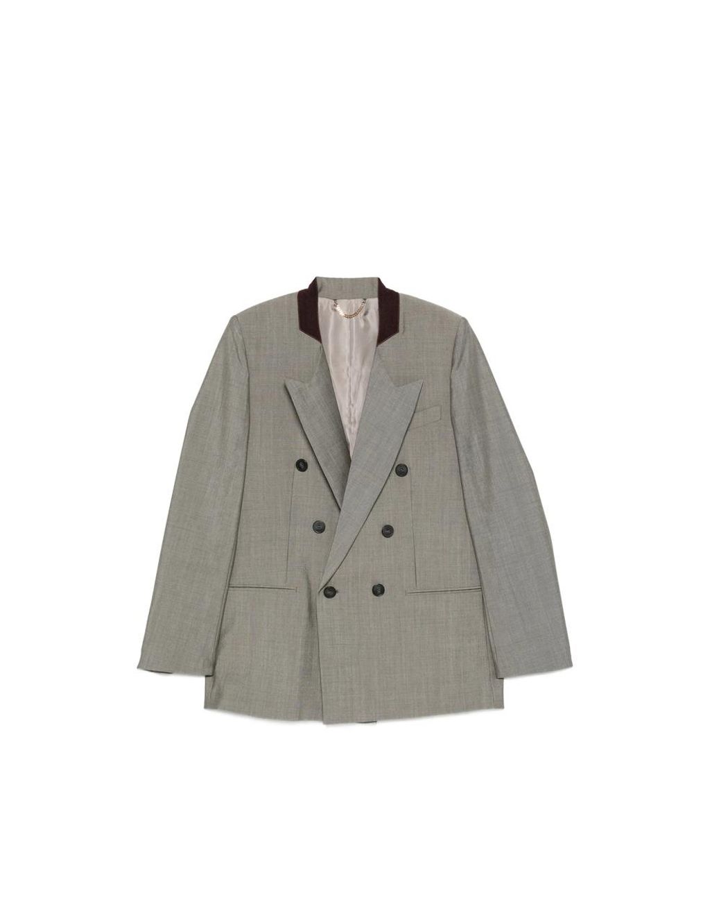 Victoria Beckham Gray Double-Breasted Wool-Mohair Jacket