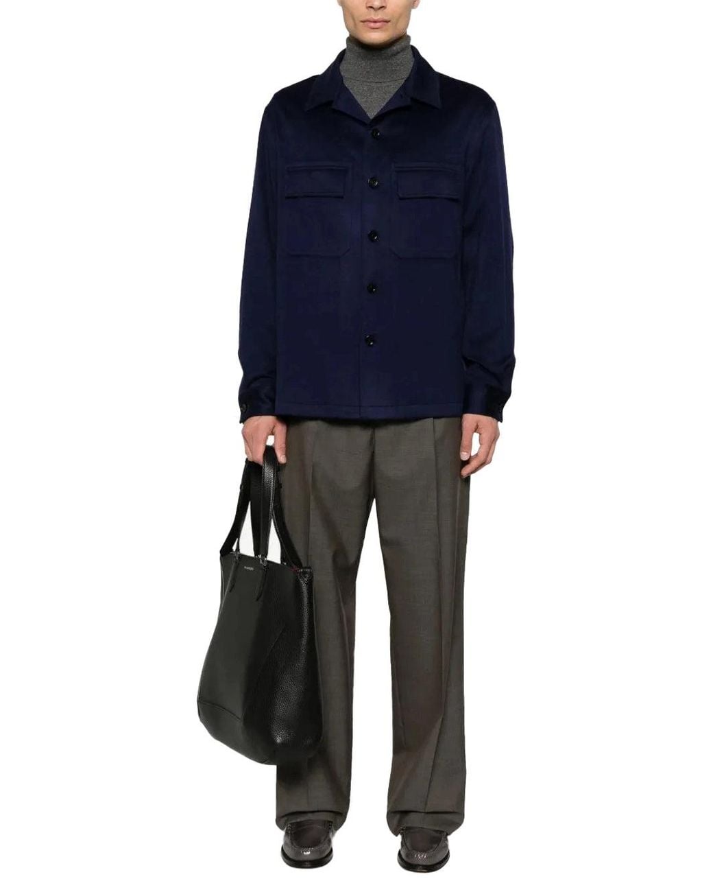 Zegna Blue Oasi Cashmere Alba Overshirt for men
