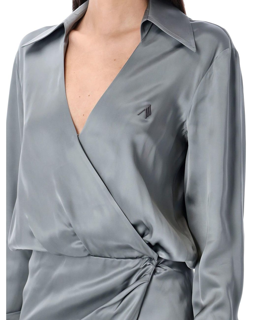 The Attico Gray Satin Mini Dress