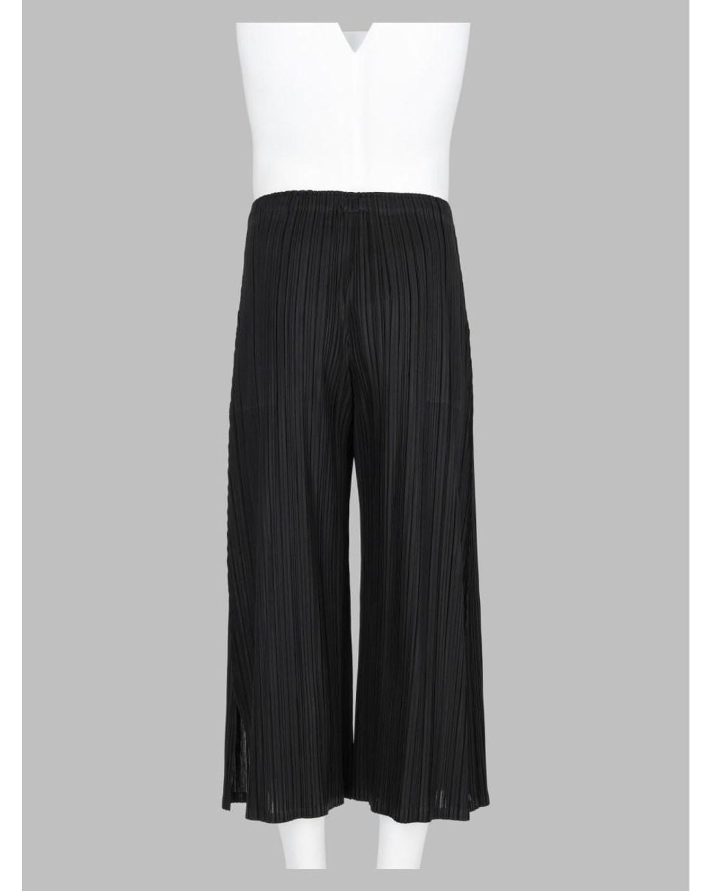 Issey Miyake Black Wide-Leg Mellow Pleats Trousers Polyester