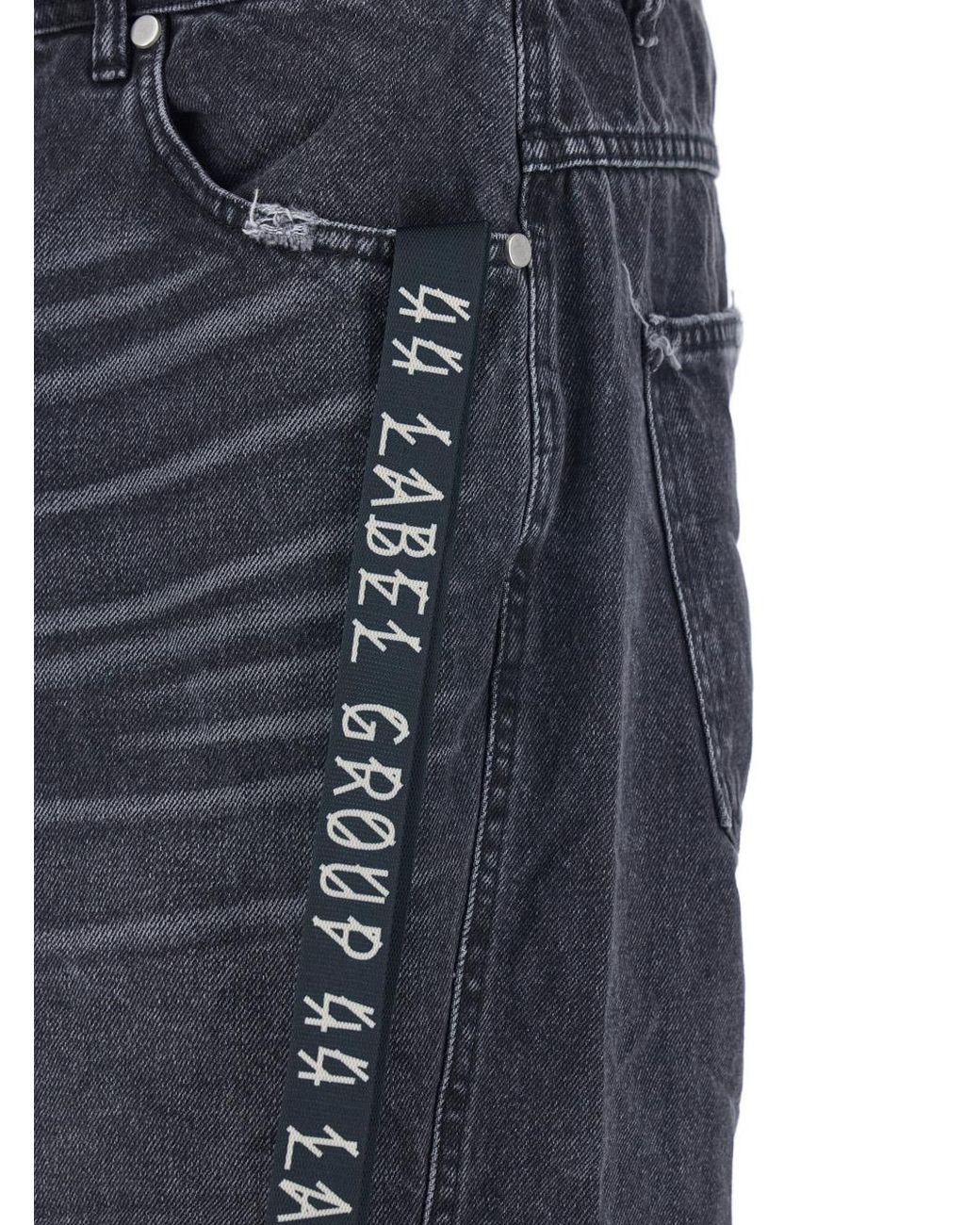 44 Label Group Blue Jeans With Logo Patch On The Rear And Side Strap for men