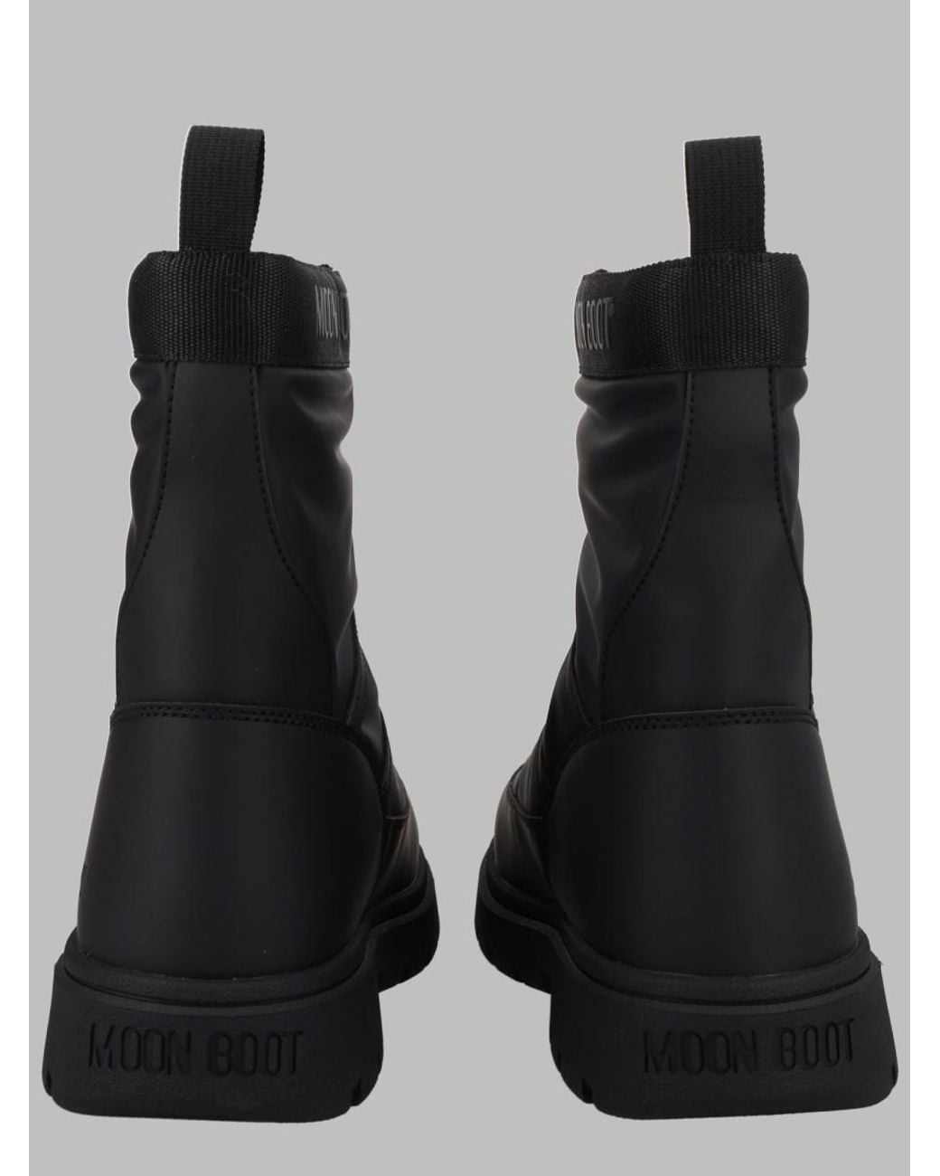Moon Boot Black Combat Ankle Boots With Zip Polyurethane