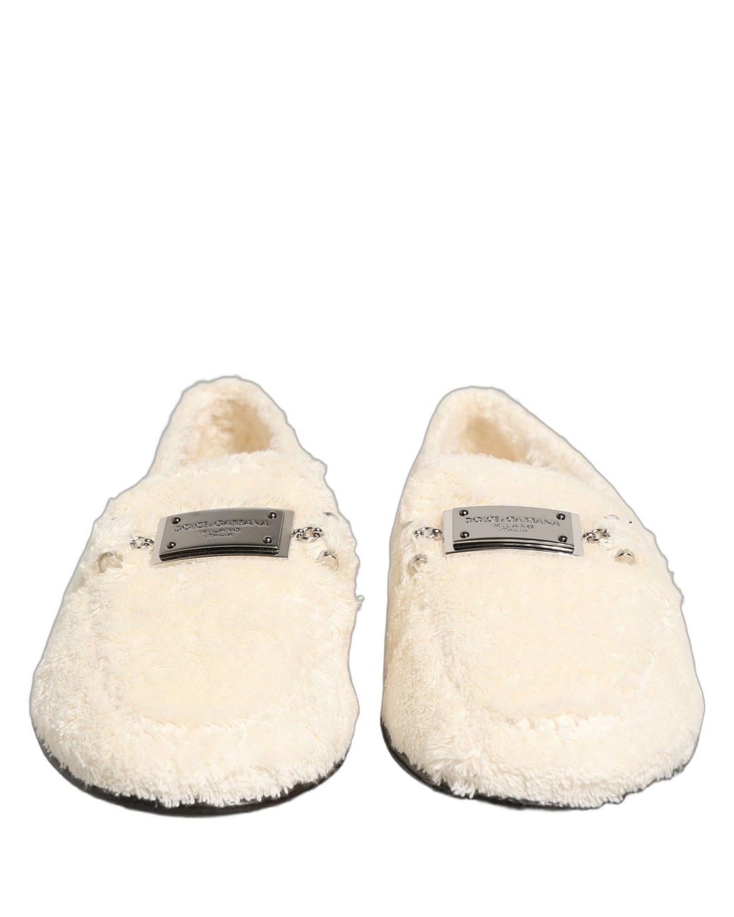 Dolce & Gabbana Natural Fur Shearling Dress Loafers Shoes Cotton for men