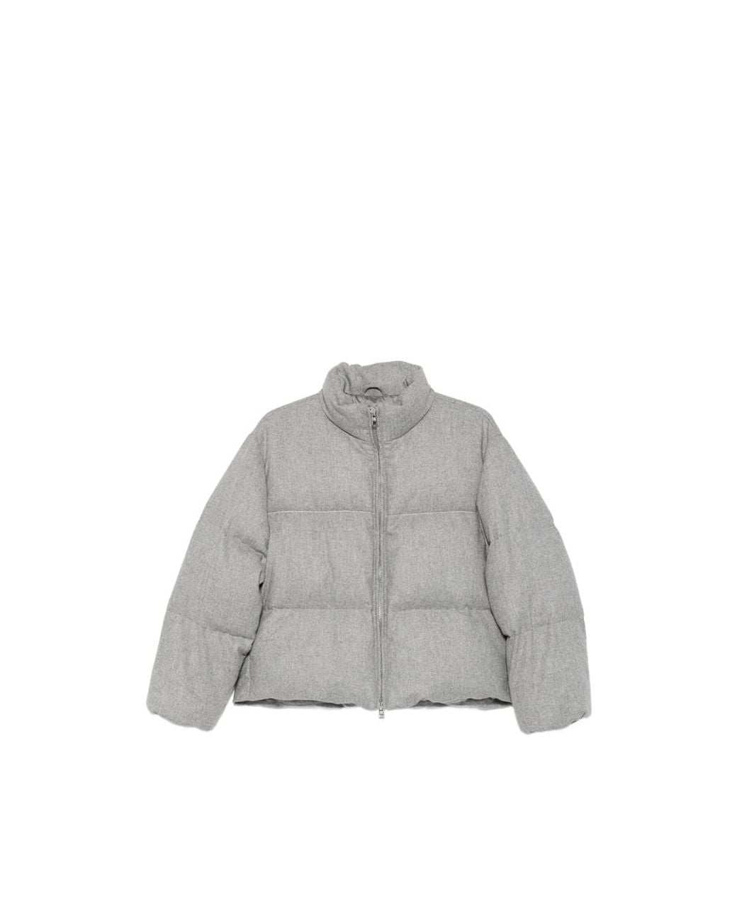 Panicale Gray Puffer Jacket Wool And Cashmere