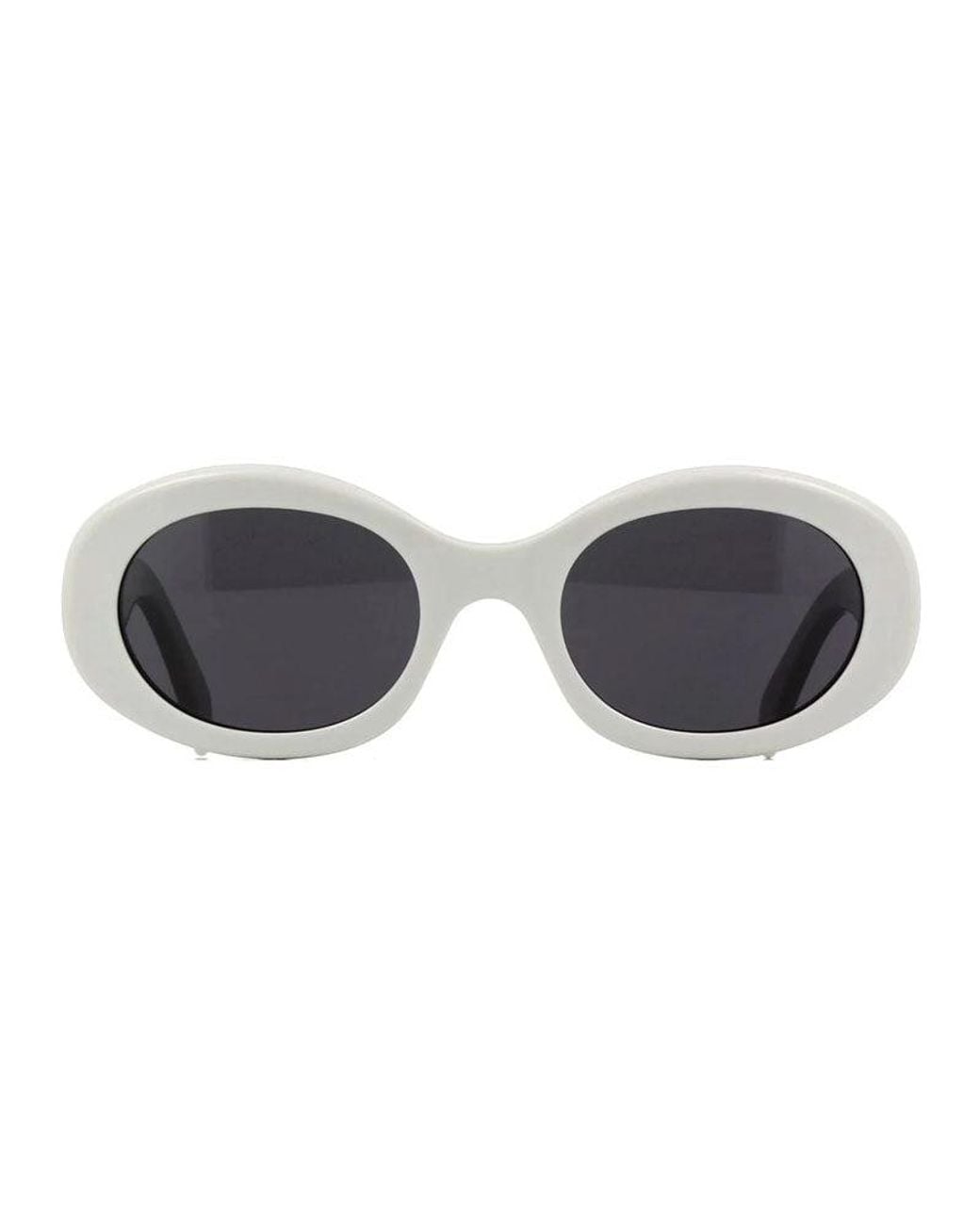 Céline Gray Sunglasses Oval Full Rim, Ivory Frame And Smoke Lens Cl40194U25A