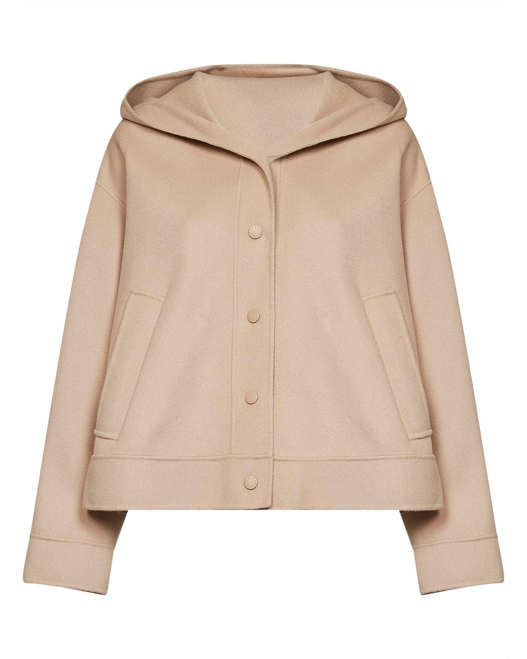 Weekend by Maxmara Natural Hooded Jacket Double Wool Virgin Bomber