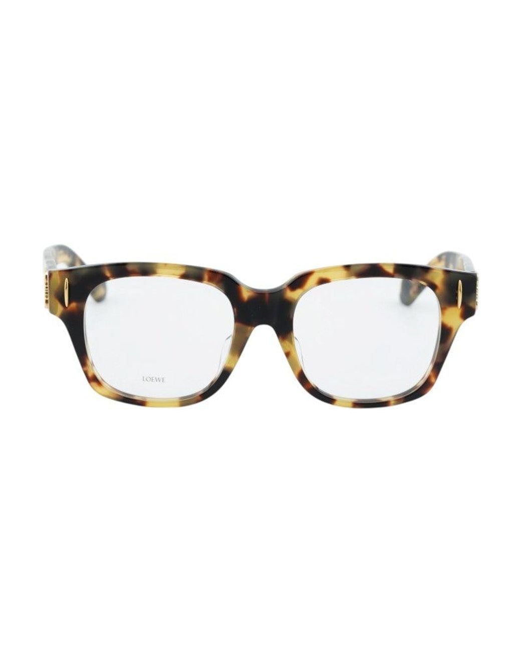 Loewe Metallic Eyeglasses Square Full Rim, Havana Frame And Clear Demo Lens Lw50091F056 for men