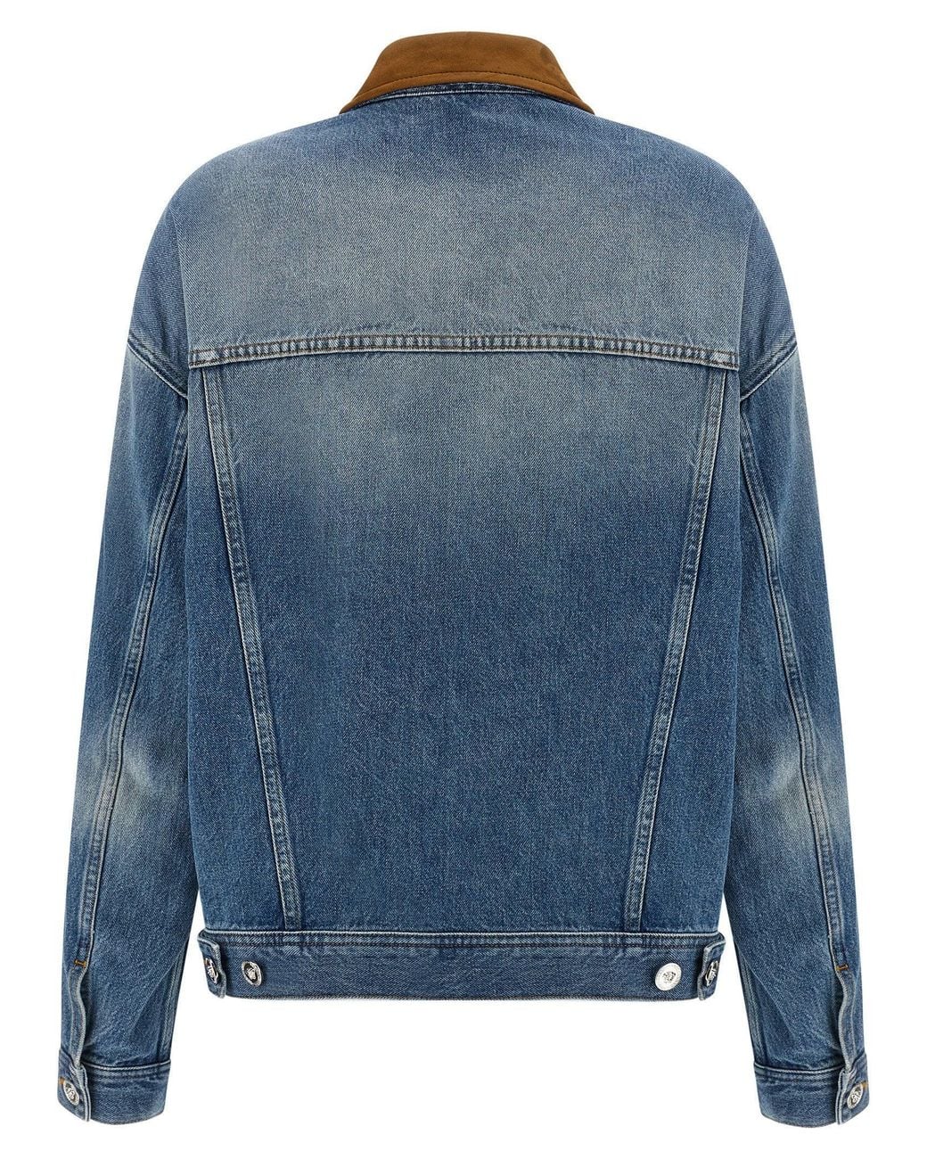 Versace Blue Suede Collar Denim Jacket