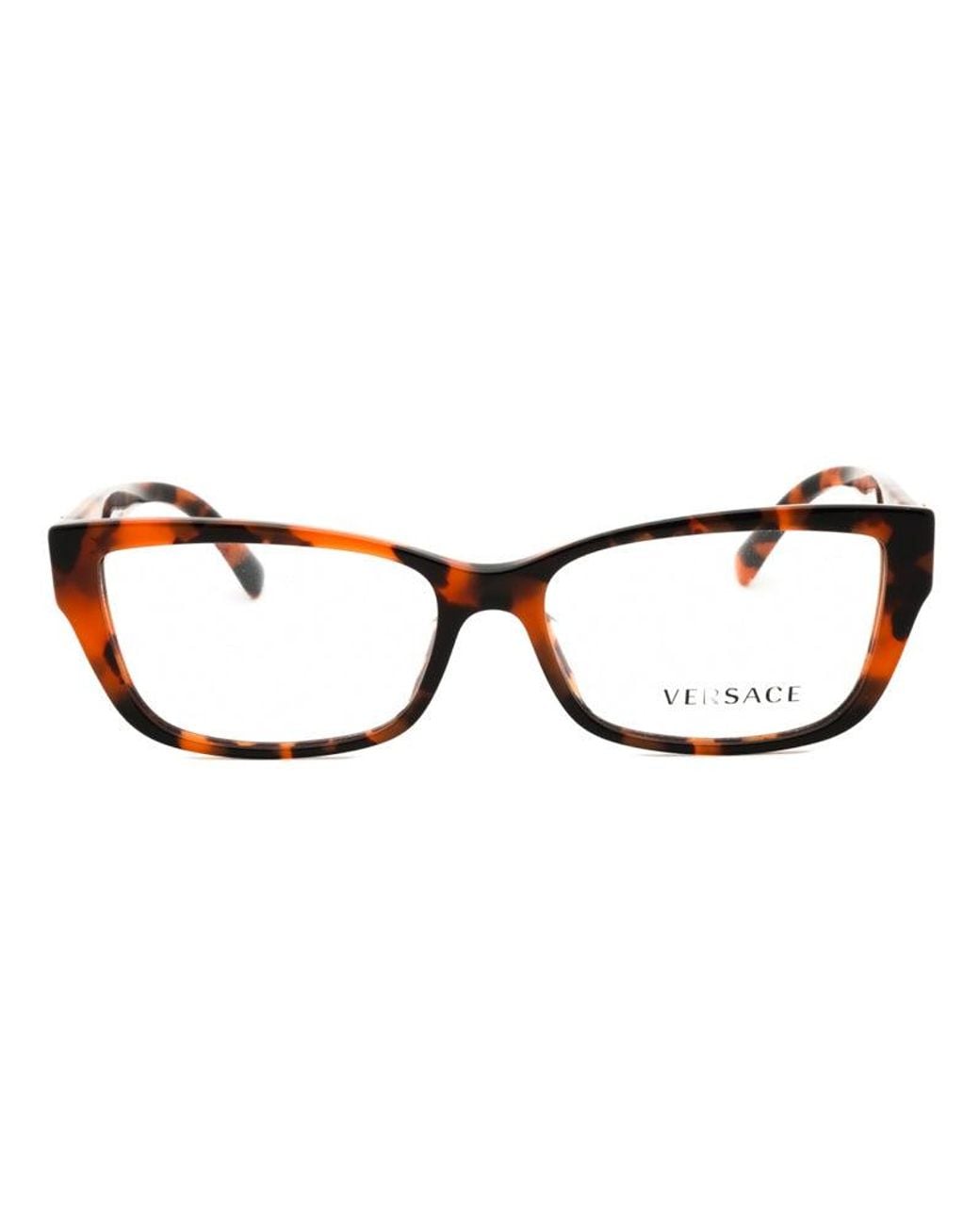 Versace Brown Eyeglasses Cat Eye Full Rim, Dark Havana Frame And Clear Demo Lenses Lens Ve3284Ba944