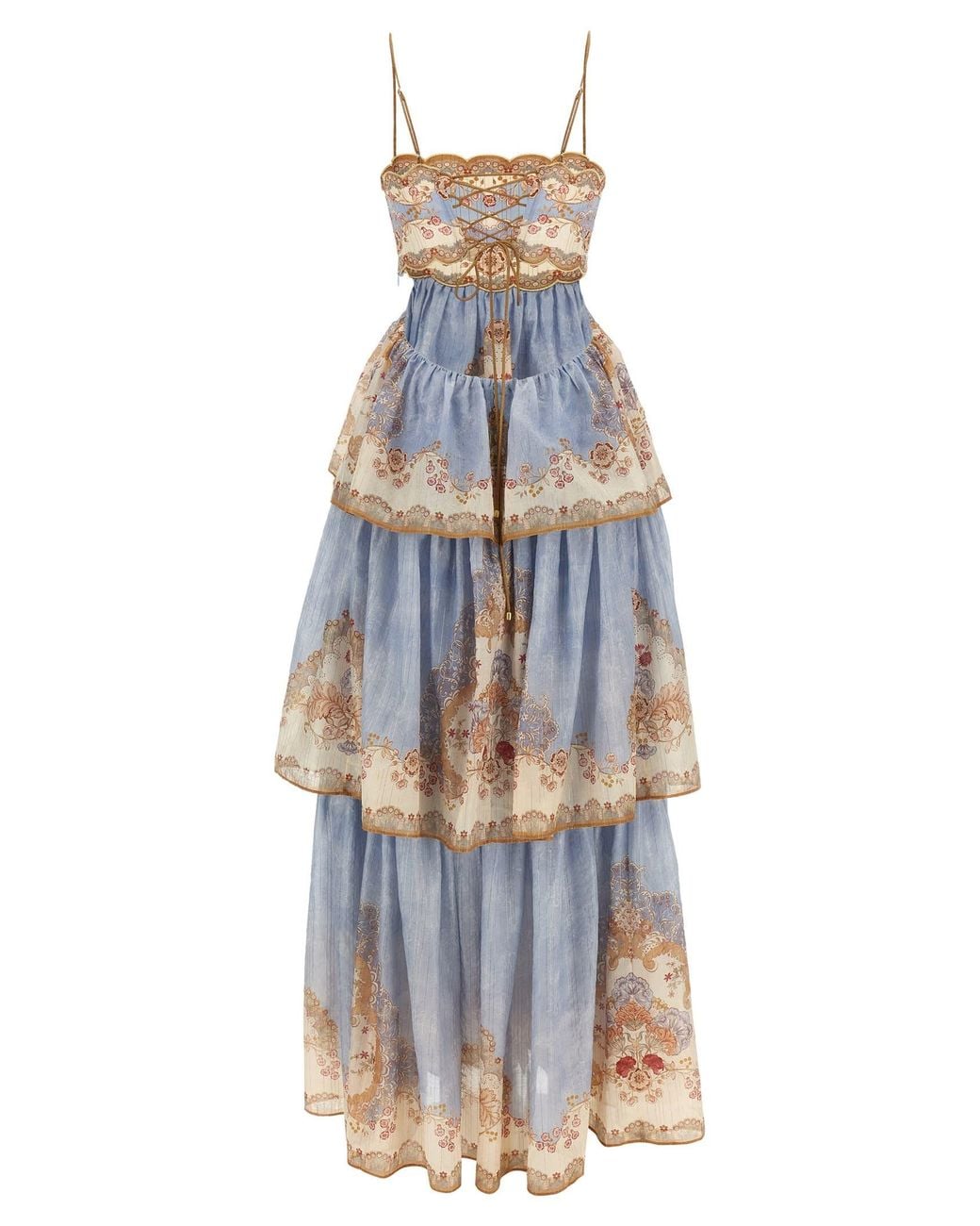 Zimmermann Blue Patterned Dress With Lurex Thread