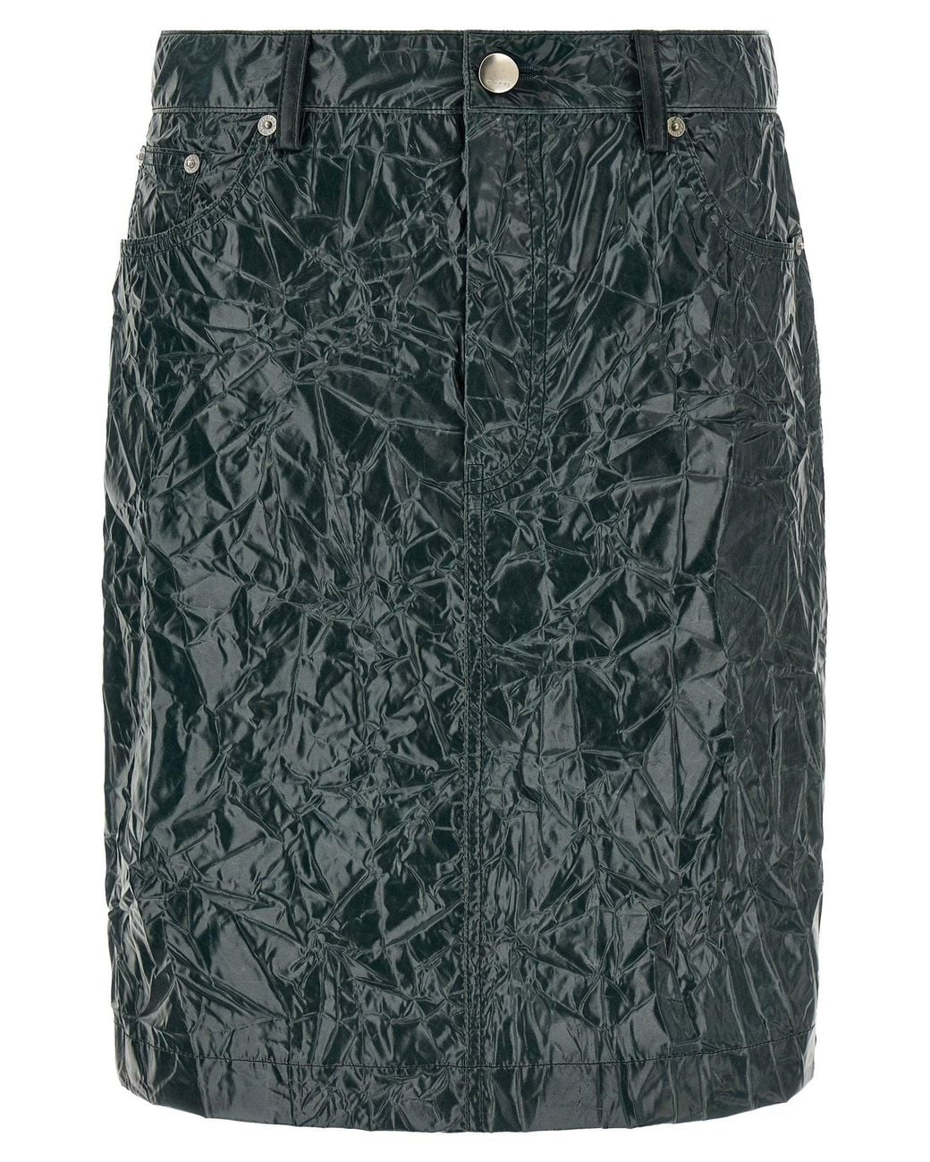 Marni Green Wrinkled Coated Technical Taffeta Skirt
