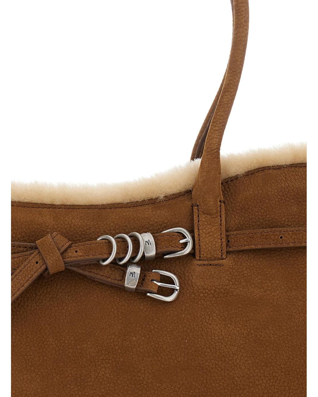 MARGE SHERWOOD Brown Shoulder Bag Shearling Cow Leather