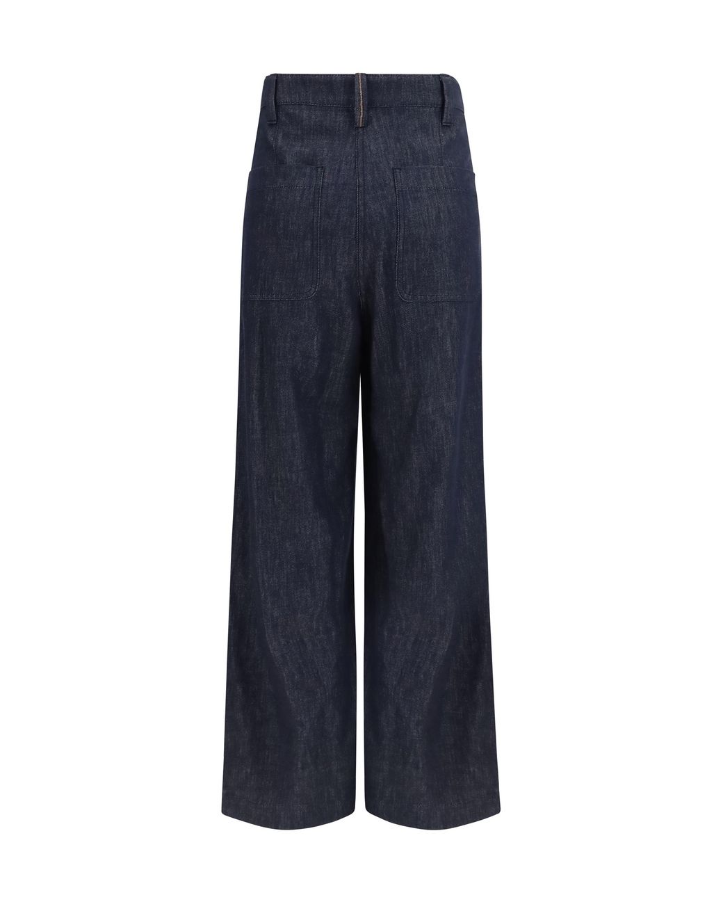 Brunello Cucinelli Blue Denim Effect Twill Wide Pants Cotton Jean
