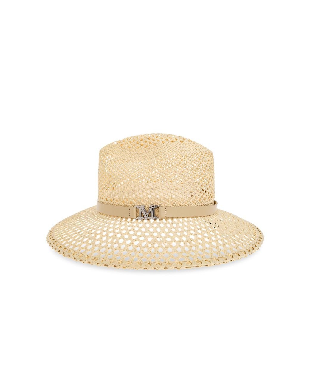【送料&関税込】Max Mara Marocco Logo Plaque Hat Max Mara Hat Marocco in Natural | Lyst