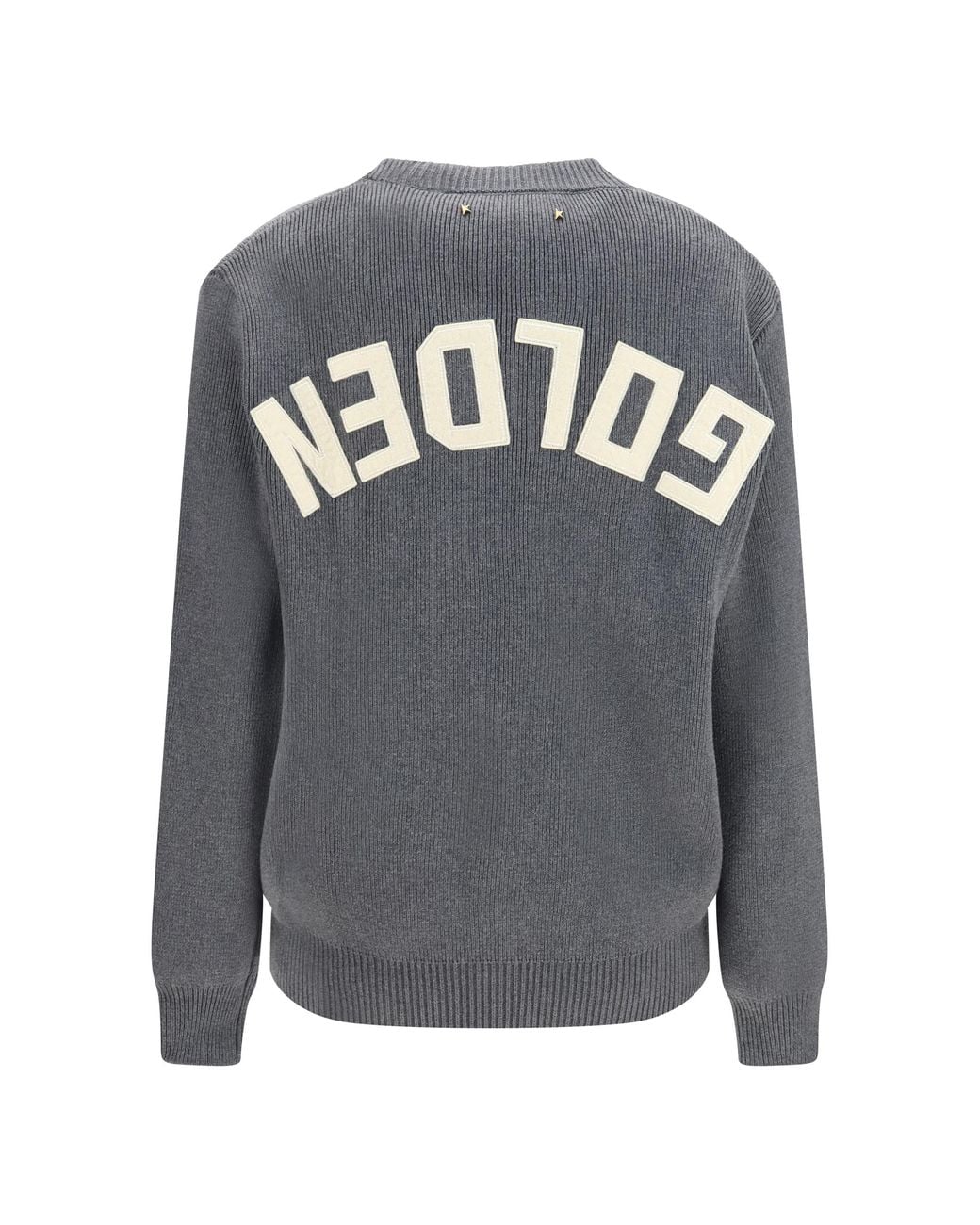 Golden Goose Deluxe Brand Gray Cotton Crewneck Sweater With Back Logo Cotton; Polyamide; Spandex