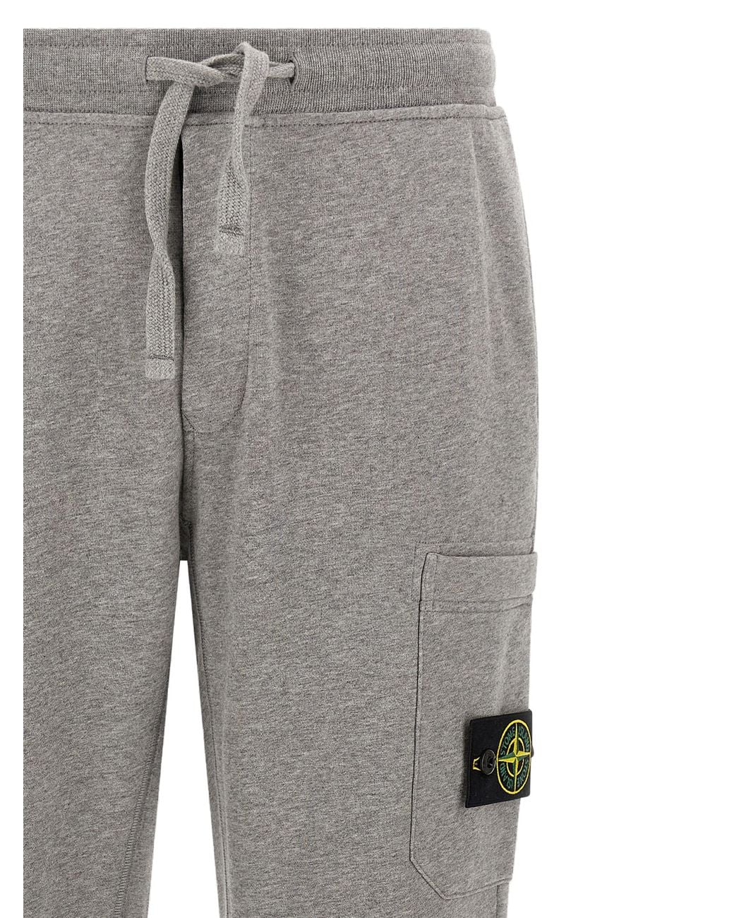 Stone Island Gray Stone Island Garment-Washed Cotton Joggers for men