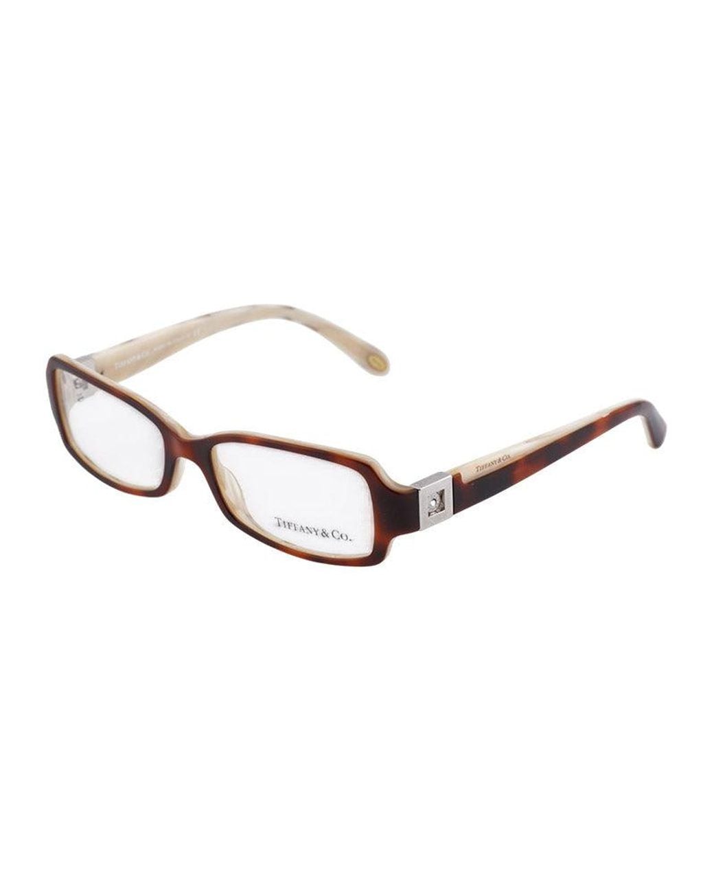 Tiffany & Co Brown Eyeglasses Rectangle Full Rim, Havana Frame And Clear Demo Lenses Lens Tf2032-B8051 Sunglasses